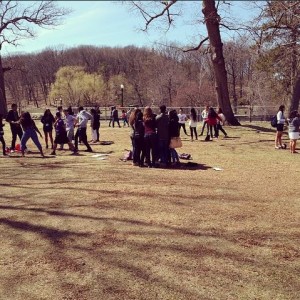 Visions students seeing one of Worcester's gathering spots, Elm Park.