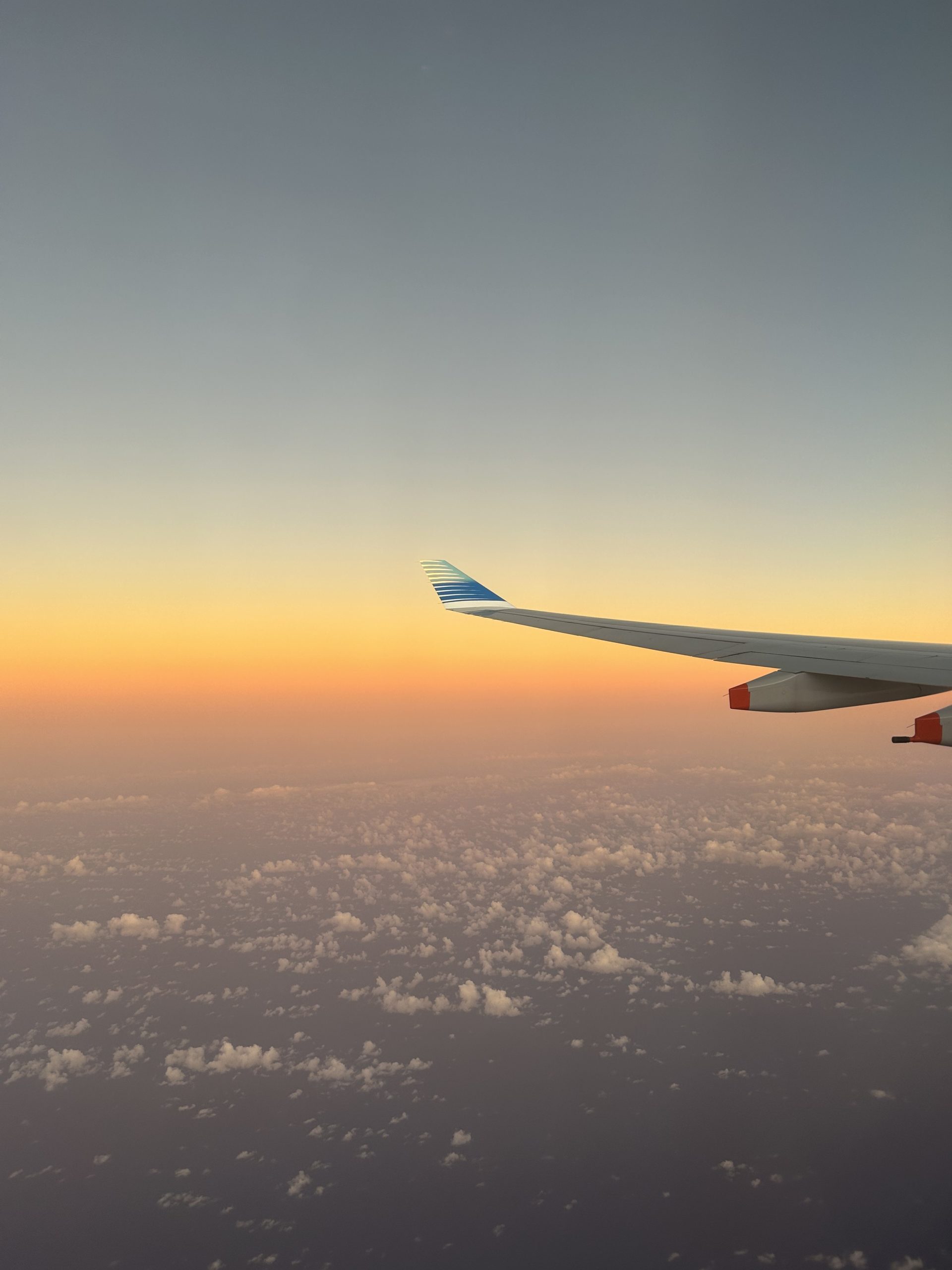 the sunset from the airplane window