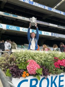 Picture of my friend holding the fake trophy at Croke Park