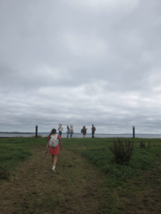 Friends waving hi on Galway Coast