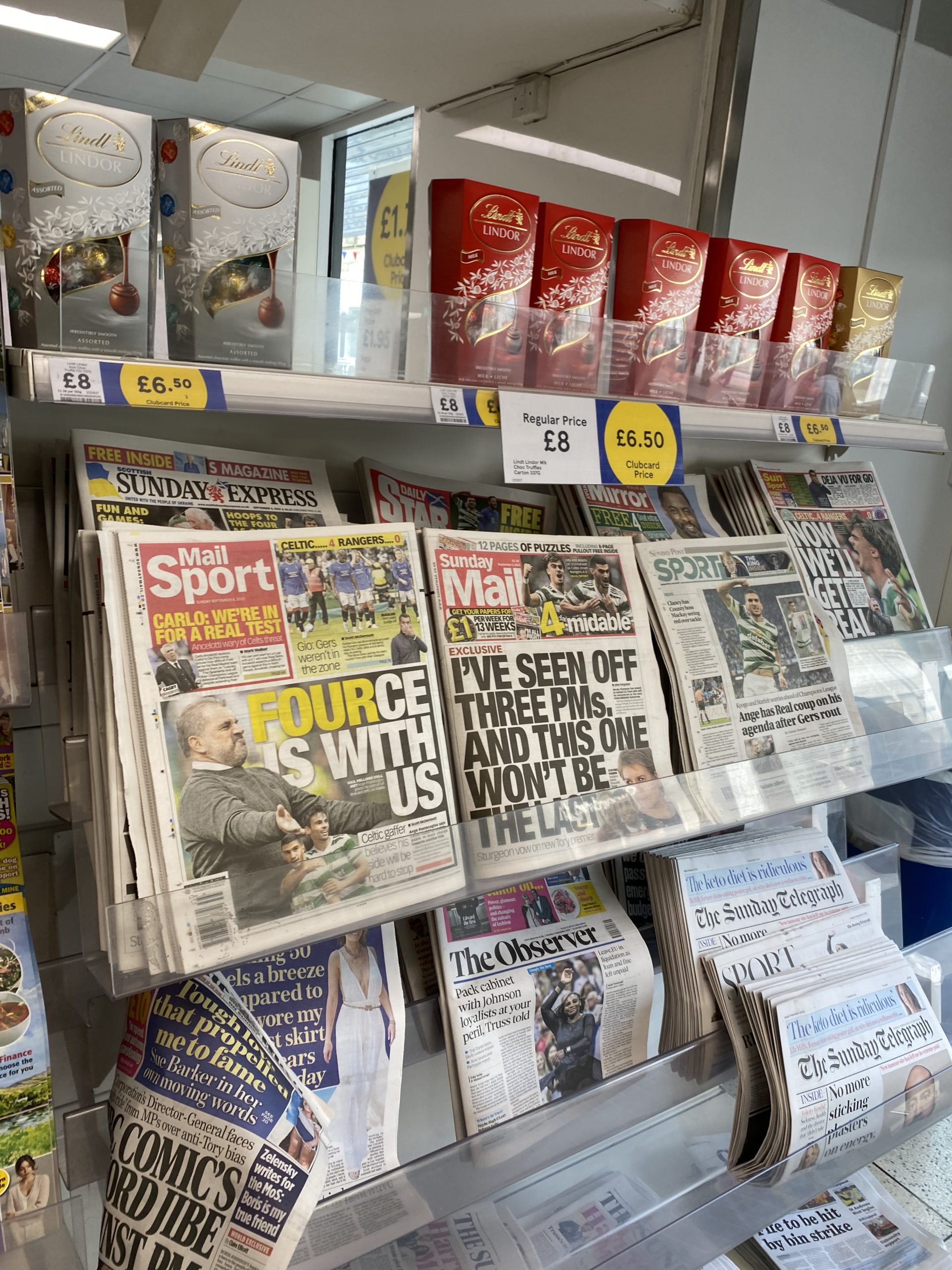 A newsstand at Tesco